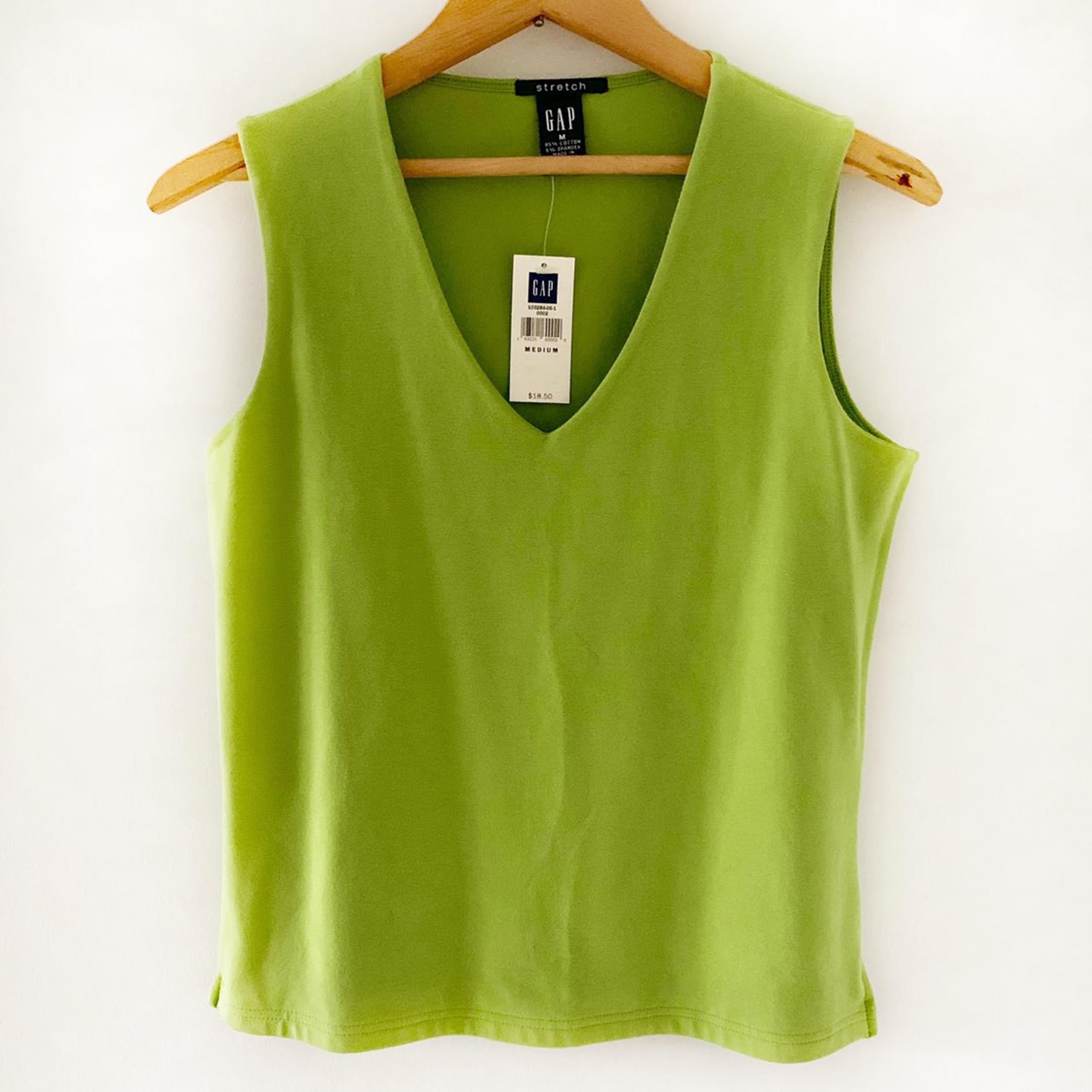 GAP V-neck Cotton Green Tank Top Size M