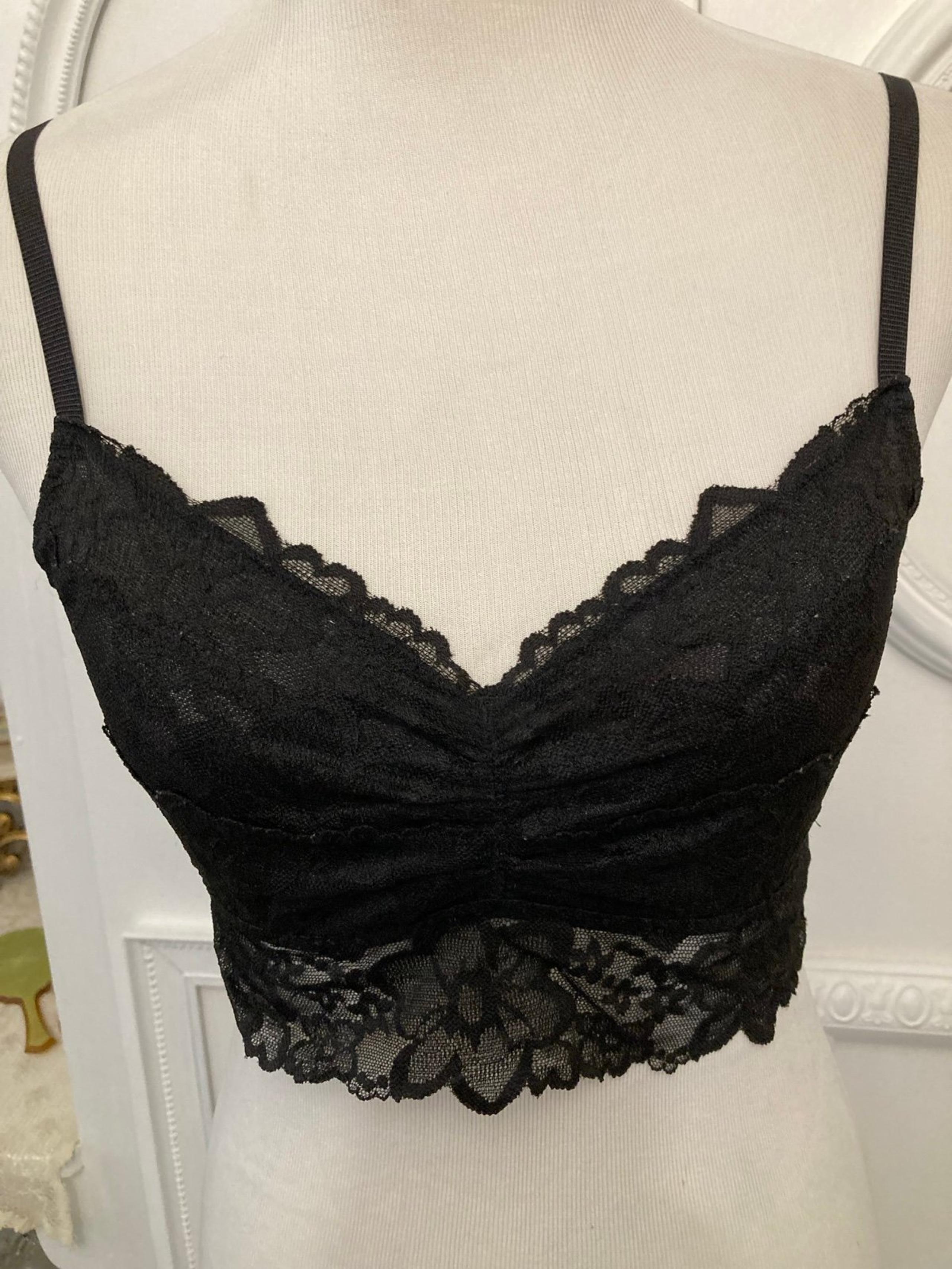 Victoria's Secret PINK Women’s Medium Floral Black Lace Bra Top Glam Rave Goth