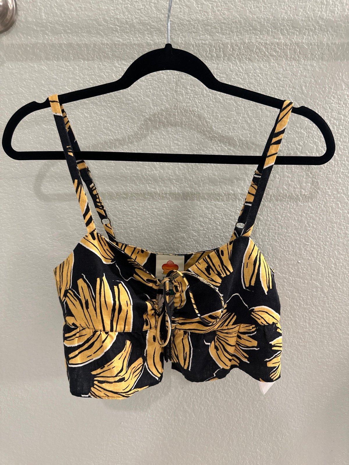 Farm Rio Banana Linen Crop Top Medium