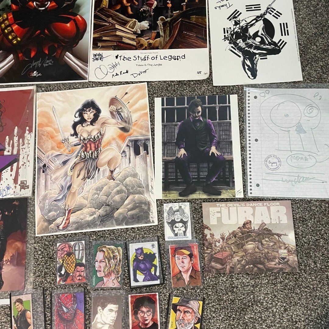 Huge Comic Art Collection Posters, Drwaings, Cards, & Comics!