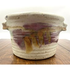 Studio Pottery Bread Baker Bowl Crock Tom Chamberlain 7 Plum & Brown Speckled