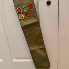Vintage Boy Scout Sash With Art, 5 Merit Badges BSA
