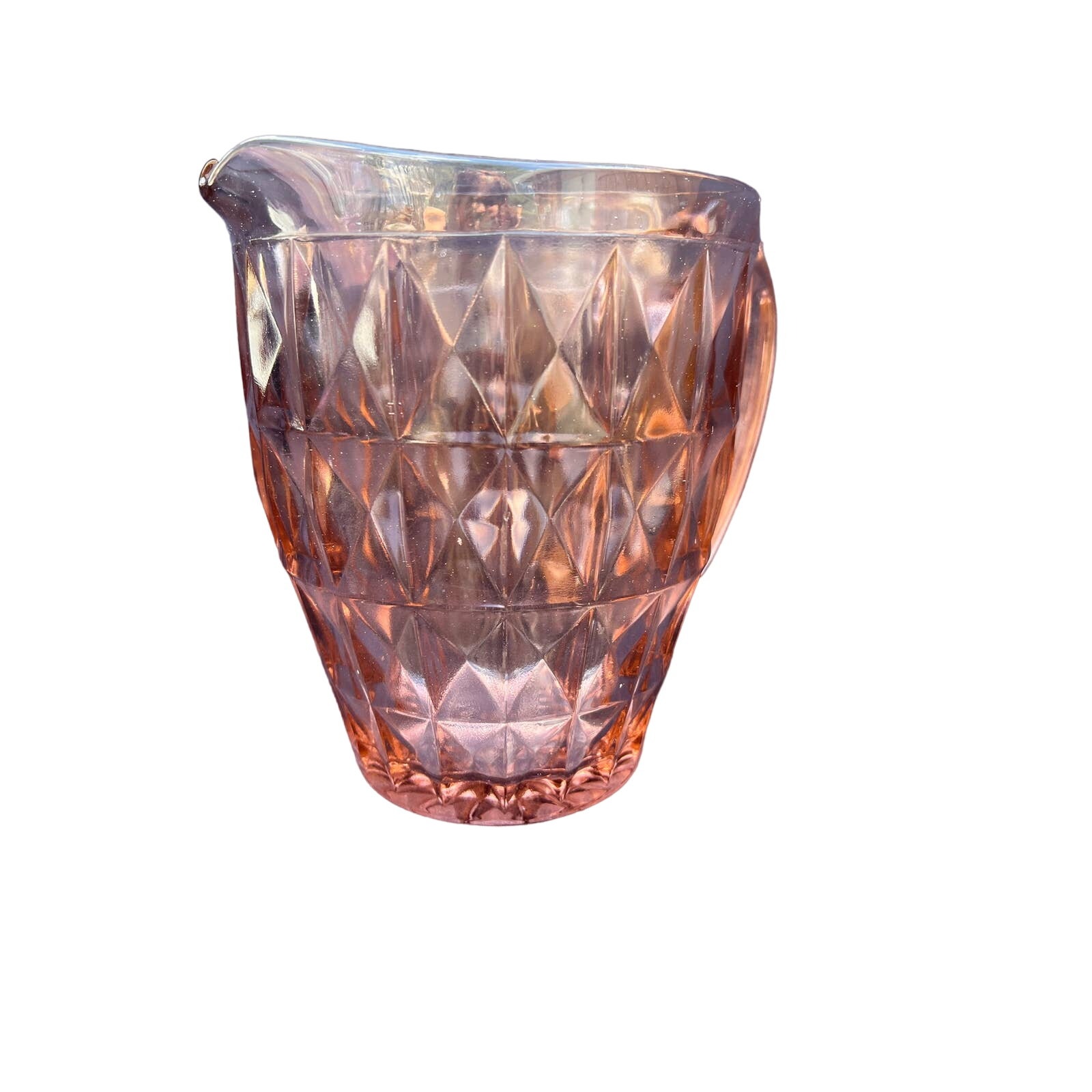 Vintage Jeanette Windsor Diamond Pink Depression Glass Pitcher.