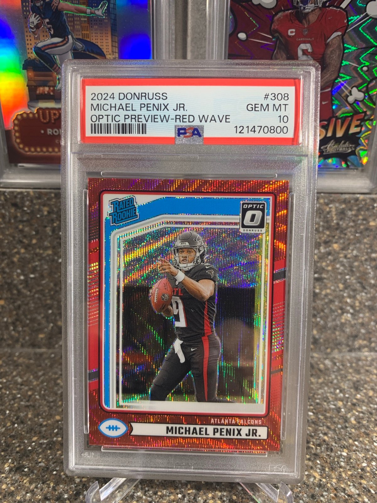 2024 Donruss Michael Penix Jr. Optic Preview Red Wave RC Rated #308 PSA 10