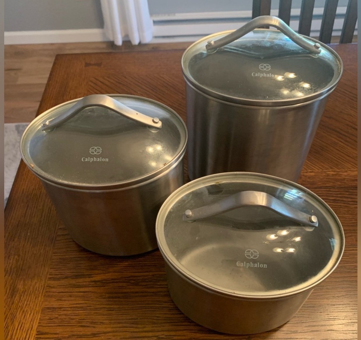 Stainless Steel Oval Airtight Canister Storage Kitchen Calphalon set of 3