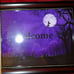 sz13x11 FRAMED PURPLE HALLOWEEN WITCH WELCOME PHOTO SIGN IN VINTAGE HQ LD 2270