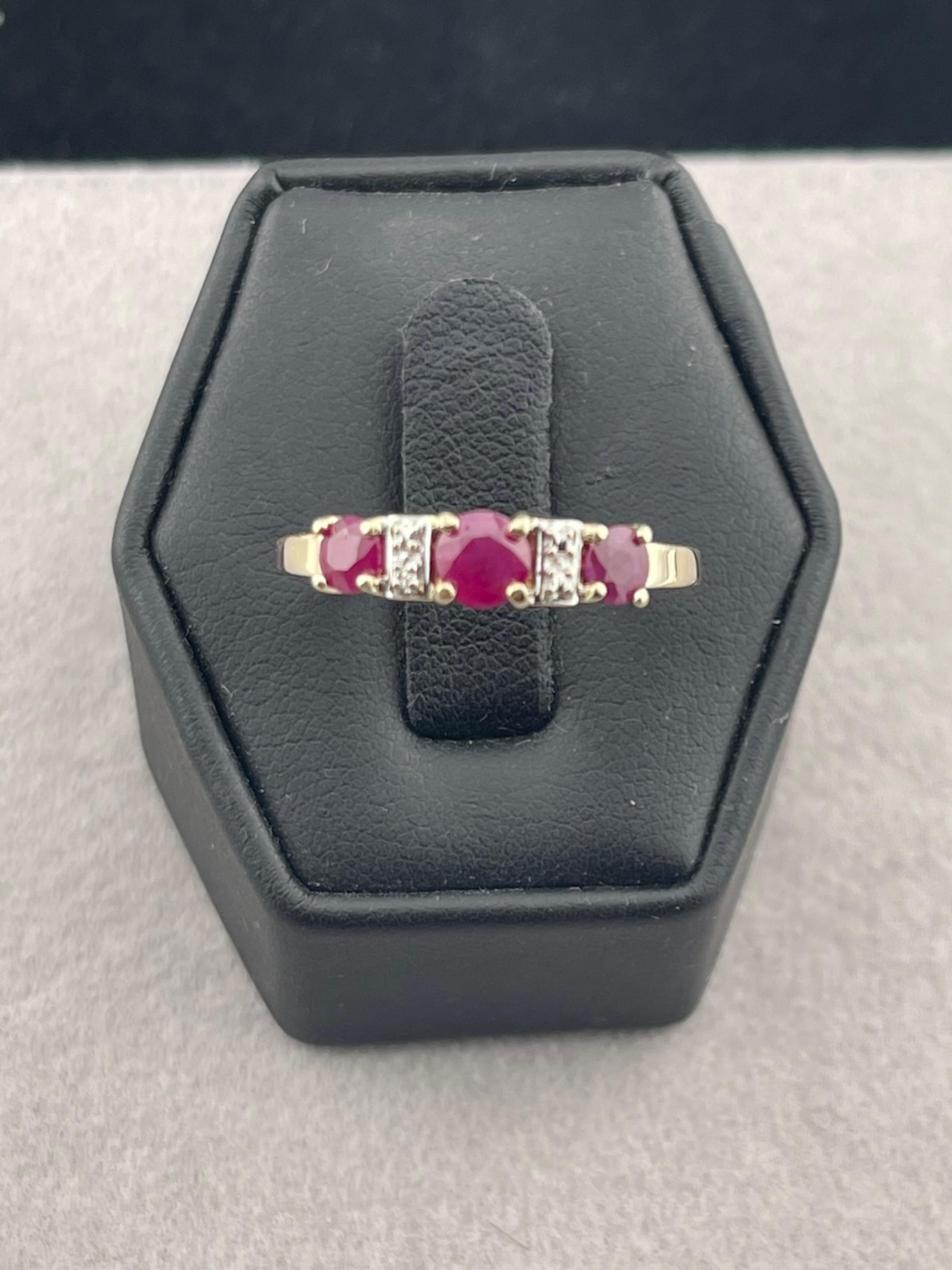 Vintage natural, ruby and diamond anniversary band 10 carat yellow gold