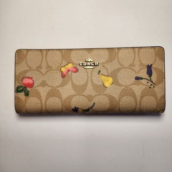 Coach C9591 Slim Wallet In Signature Canvas With Dreamy Veggie Print NWT 250
