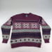 VtG Woolrich Women Cotton knit Sweater Size M Burgandy Isle Nordic Crewneck