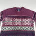 VtG Woolrich Women Cotton knit Sweater Size M Burgandy Isle Nordic Crewneck
