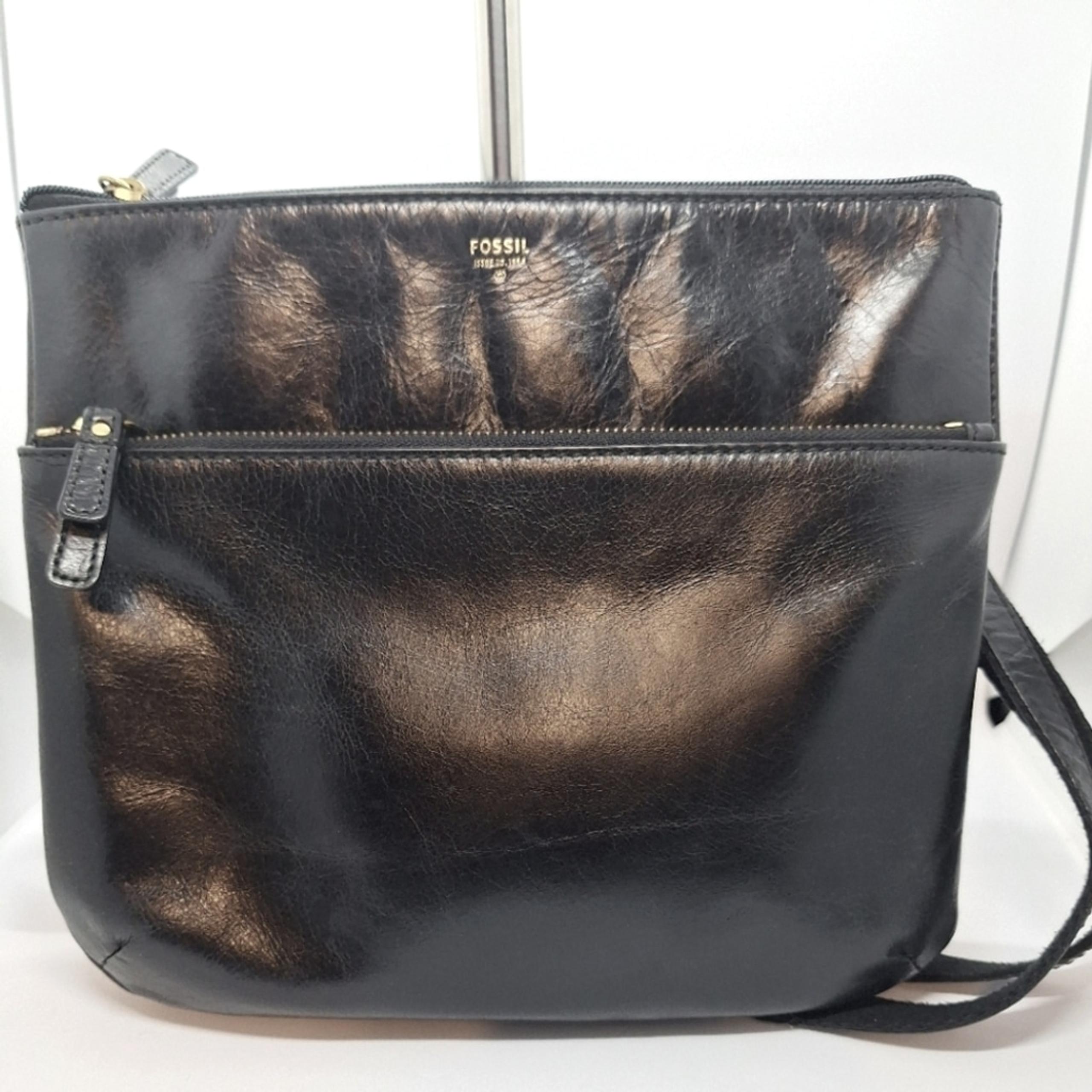 FOSSIL VINTAGE Black CROSSBODY BAG 9"x10"
