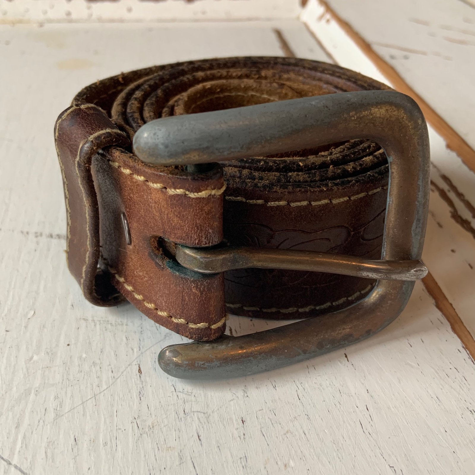 Vintage 1970’s Leather Hand Tooled Belt