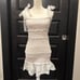 Chelsea & Violet White Tiered Smocked Mini Dress Ruffle Shoulder Tie Square Neck