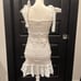 Chelsea & Violet White Tiered Smocked Mini Dress Ruffle Shoulder Tie Square Neck