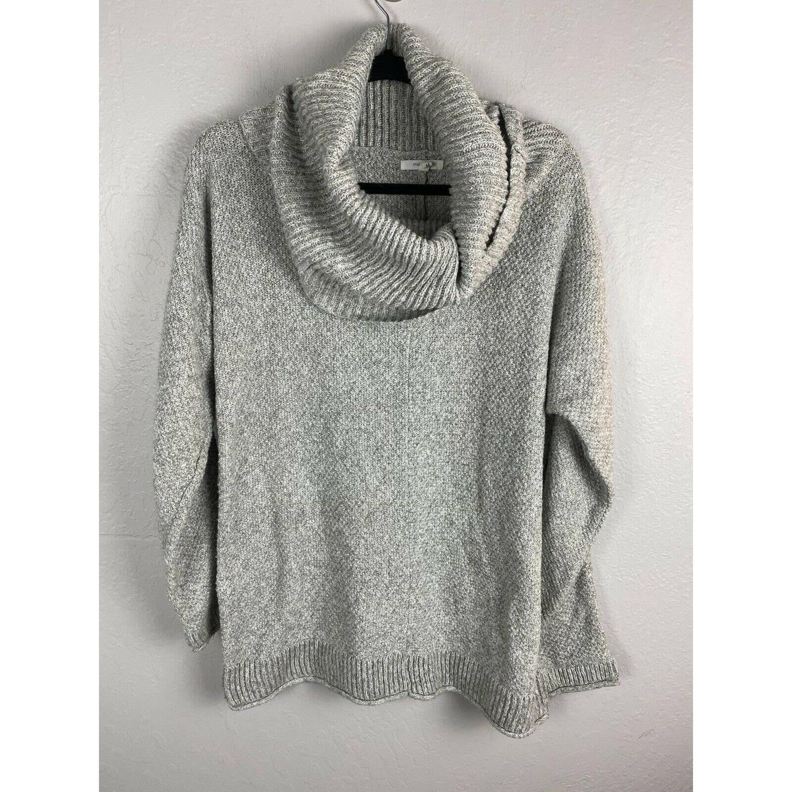 Maurices Womens Long Sleeve Cowl Neck Crochet Knit Knit Sweater Size Medium Gray