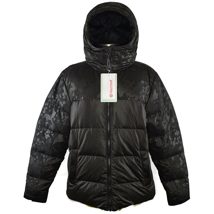Marmot Womens Guides Down Hoody Size Large in Black Embossed Camo