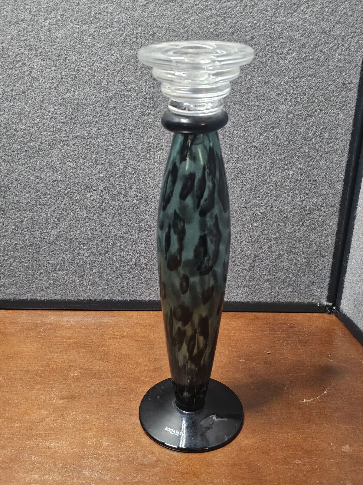 Blue Leopard Pattern Kosta Boda Candle Stick