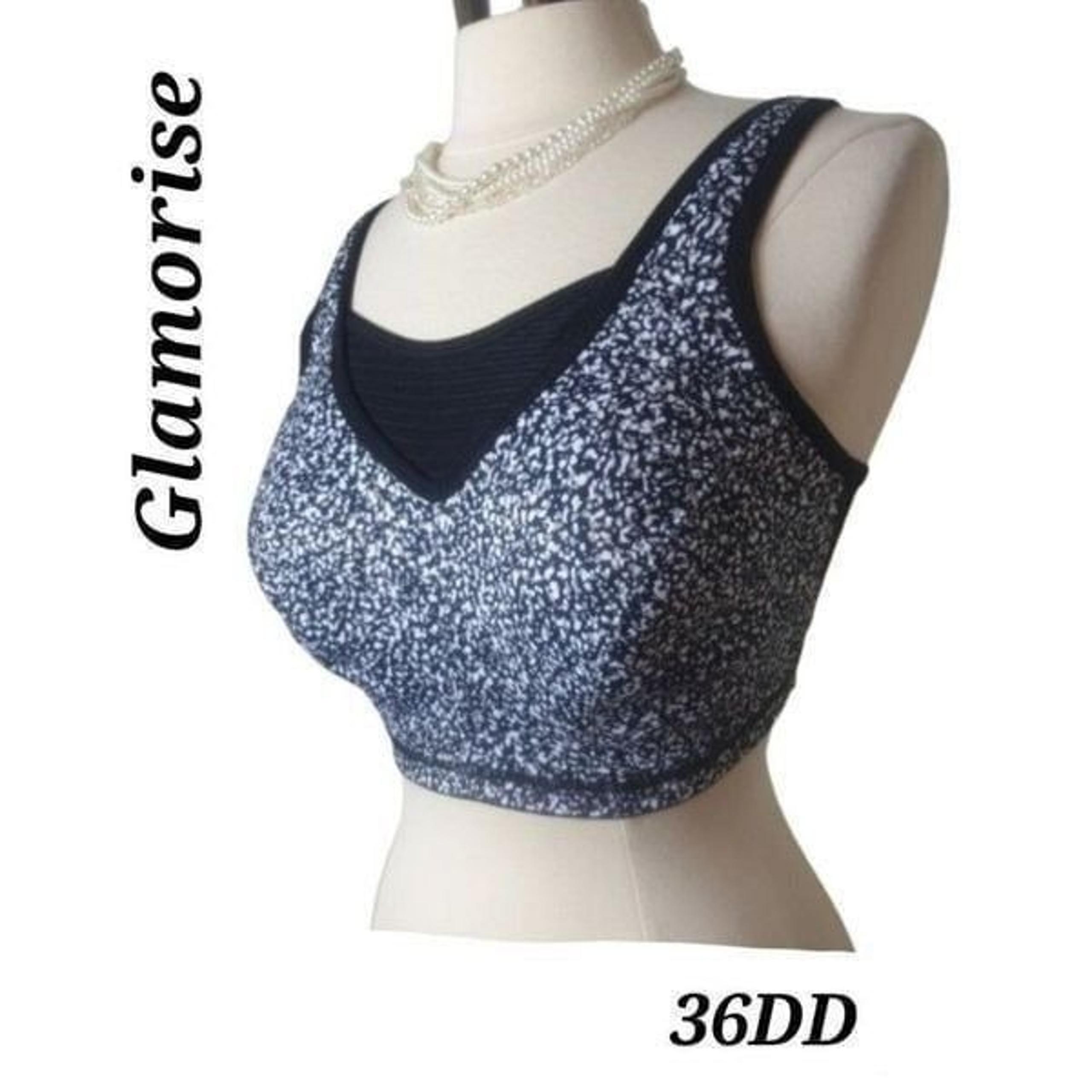 Glamorise Sport Elite Performance Bra  36DD Black/White NWOT