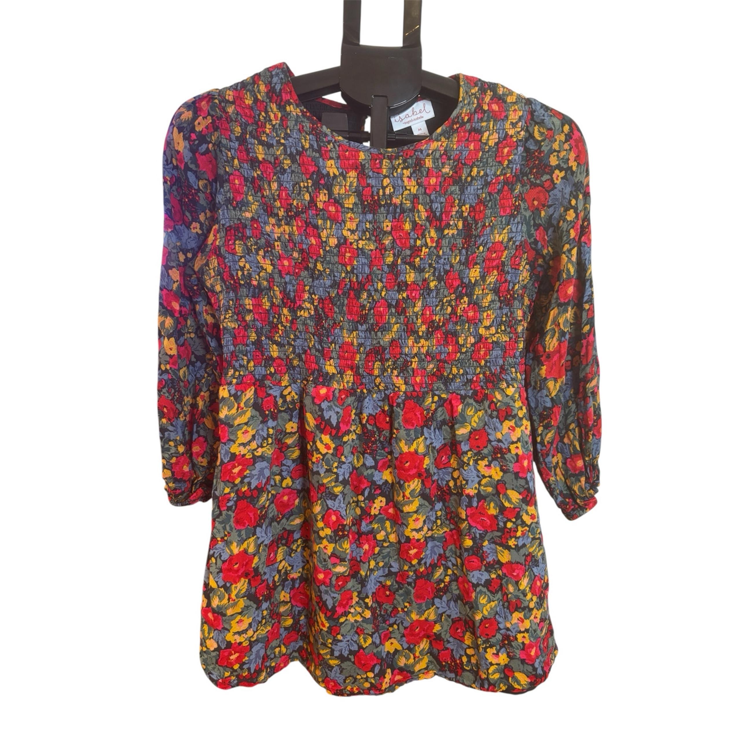 Isabel Maternity Blouse Womens Medium Floral Cottagecore Smocked Peplum Prairie