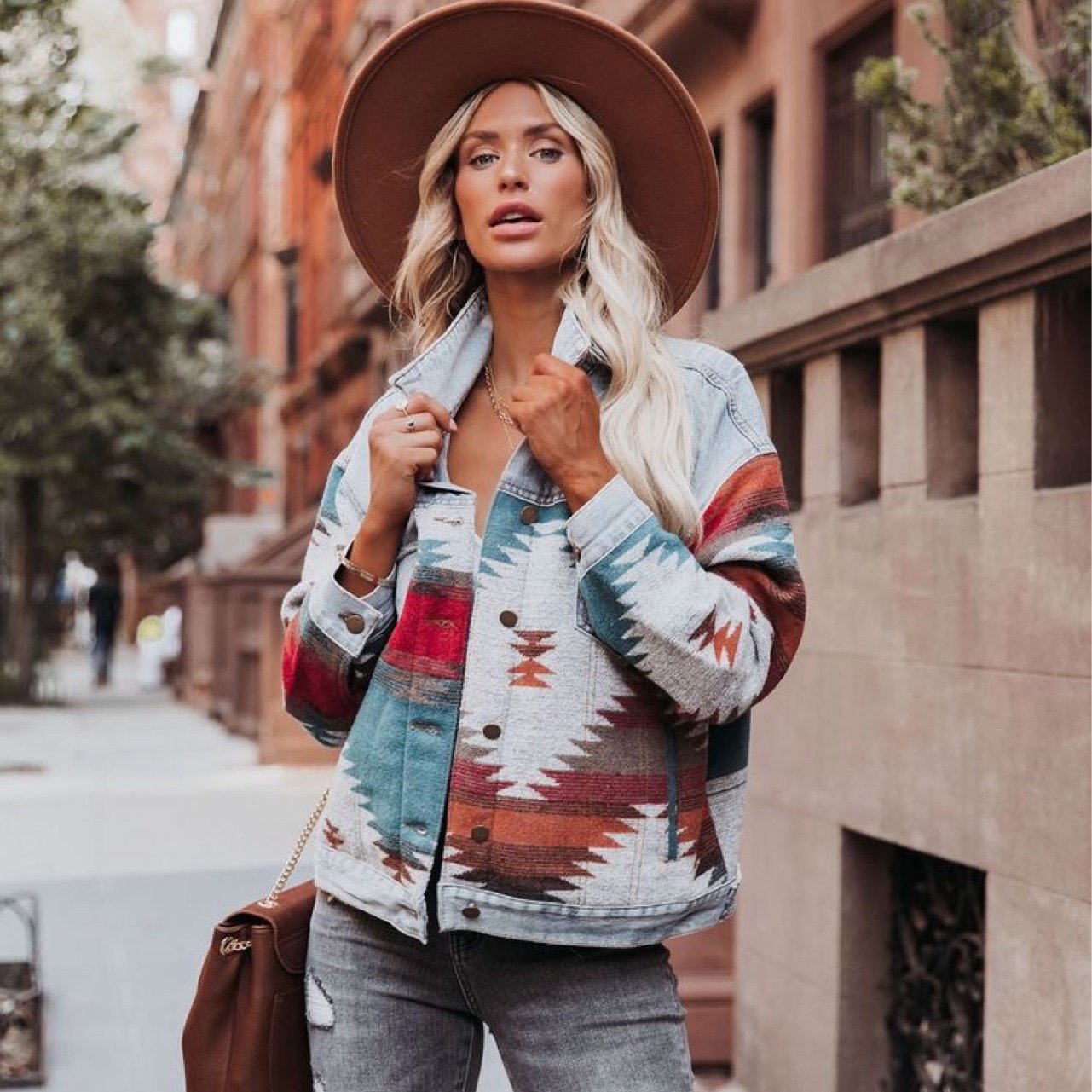 Western Denim Native Aztec Jacket
