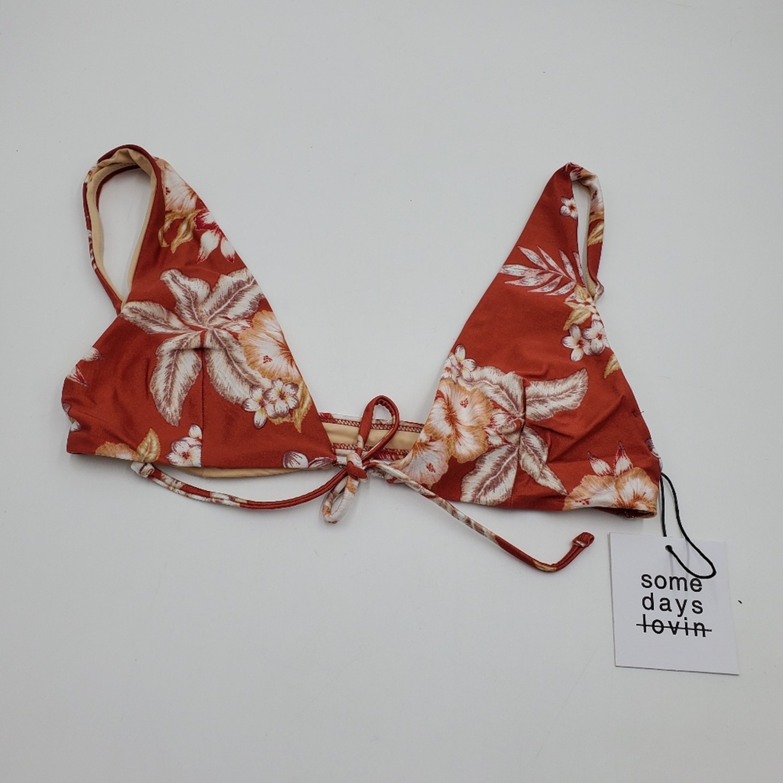 Somedays Lovin Goldon Blooms Tie Front Bikini Top