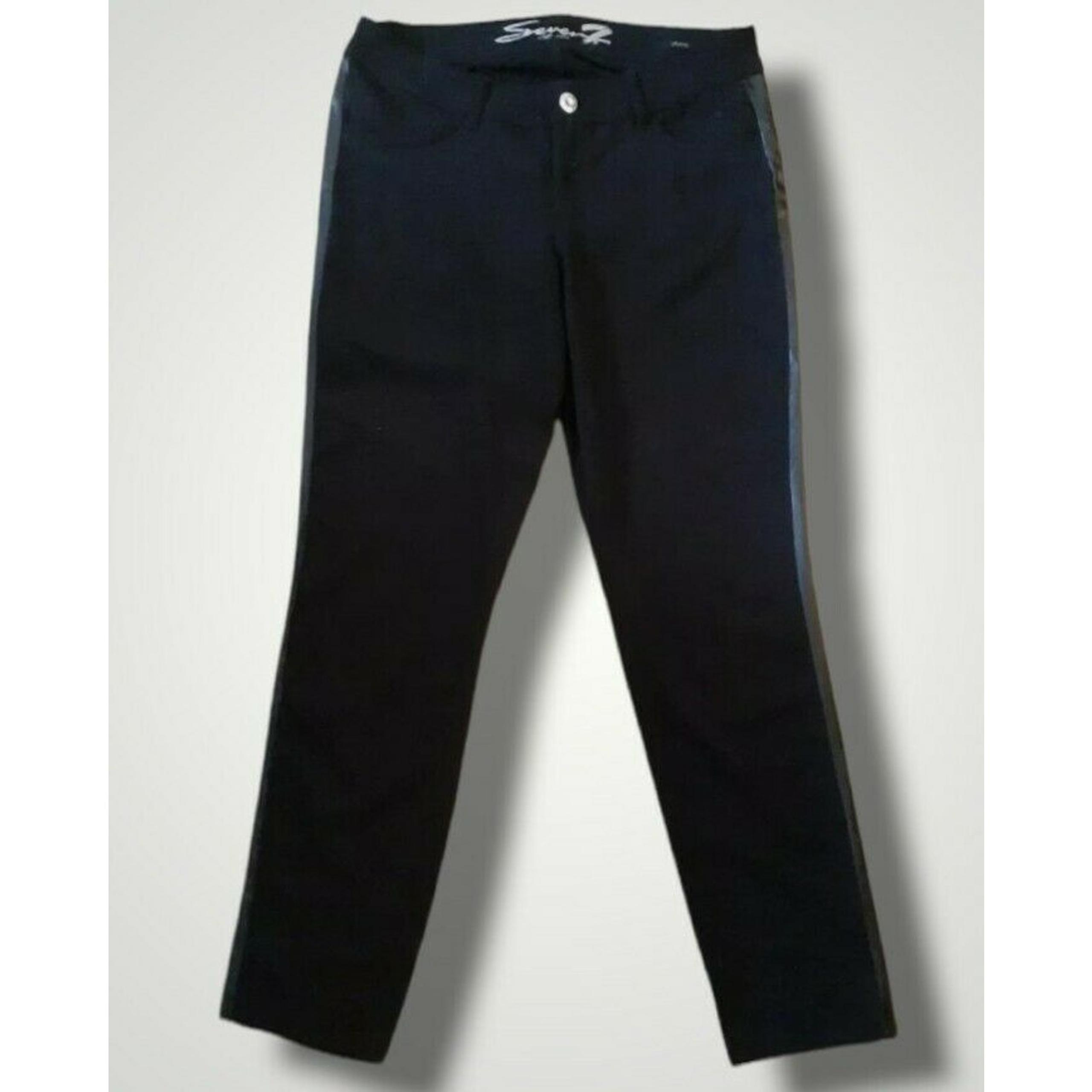 Seven7 Faux Leather Side Panel Knit Stretch Jeggings Skinny Black Sz 14