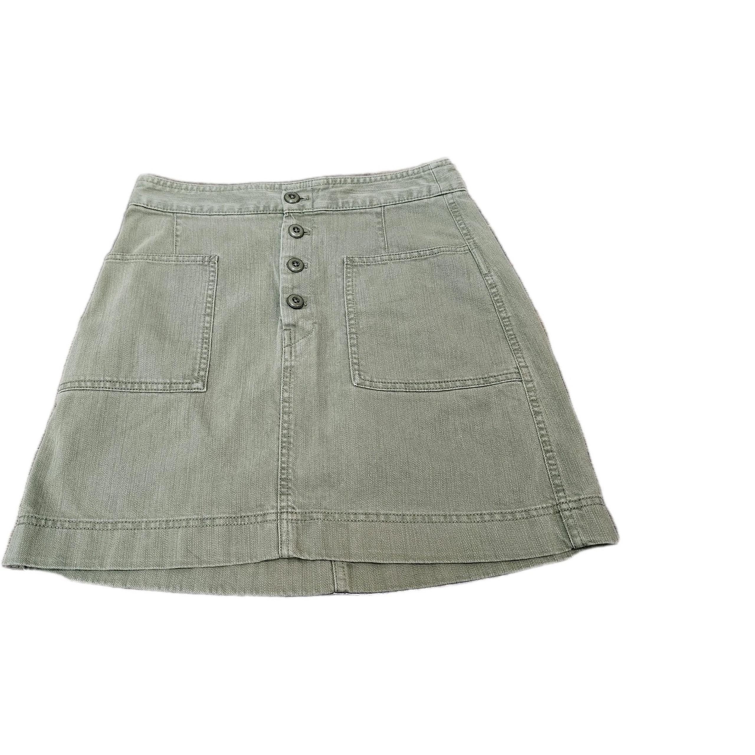 GAP Khaki Green Utility A-Line Skirt Women's Size 6 Button Front Pockets Cotton
