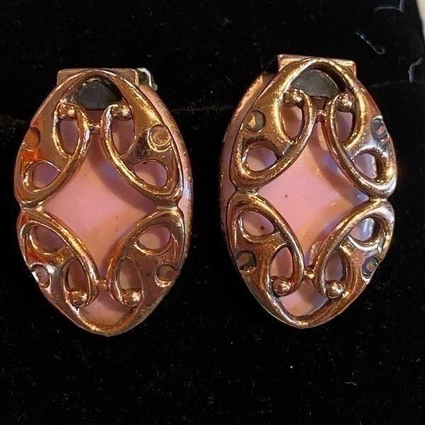 Vintage Matisse Copper and Enamel Clip On Earrings