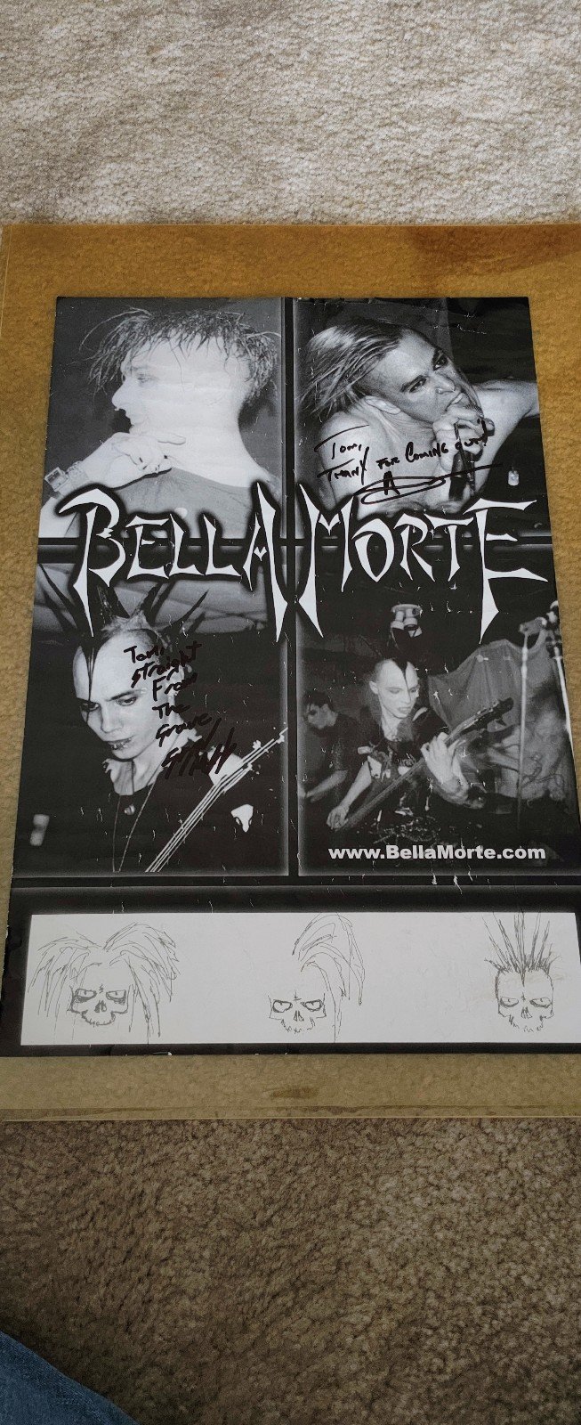Bella Morte Autographed Tour Poster w/ Sketches – Signed by Band Rare Goth Rock