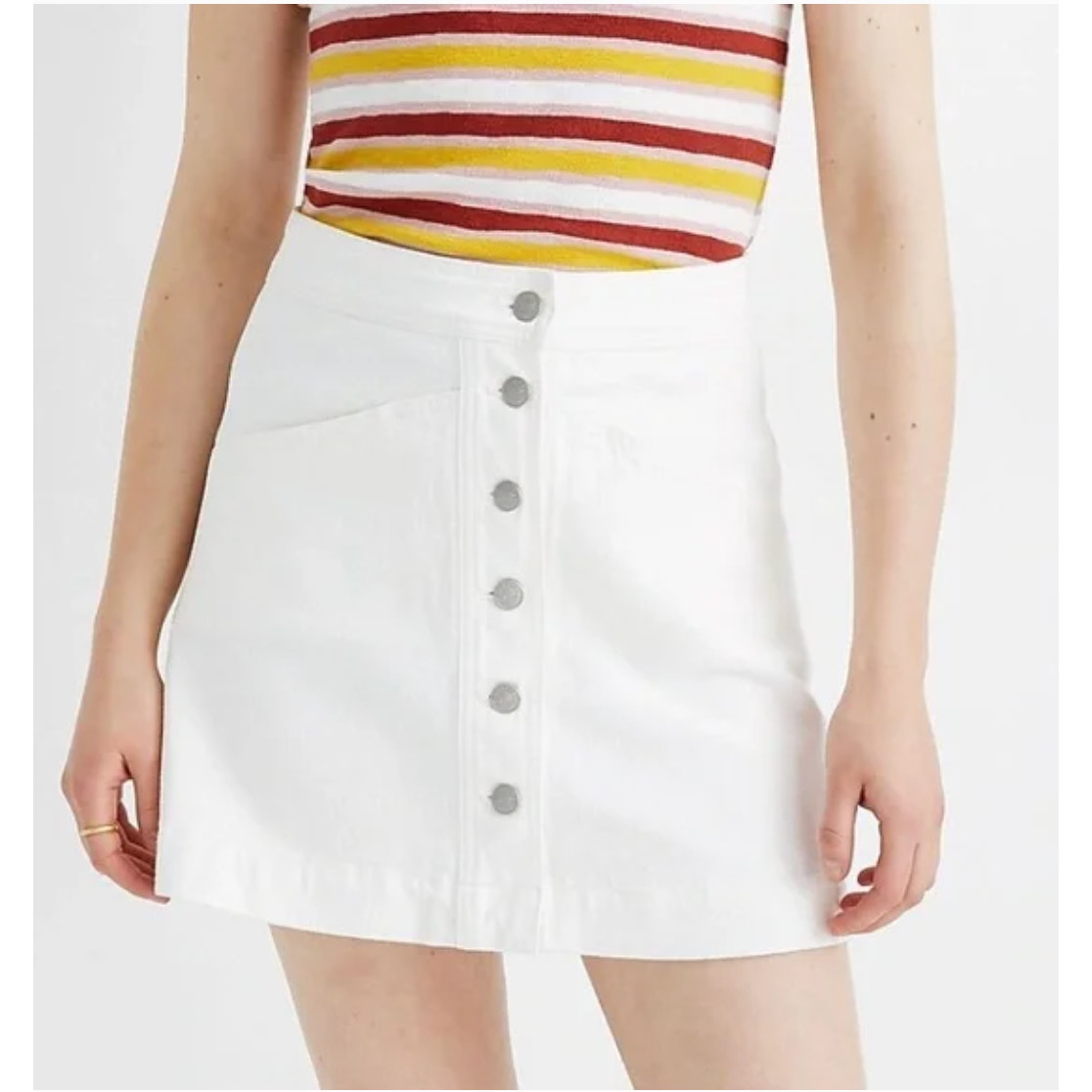 Madewell Stretch Denim A-Line Jean Mini Skirt AF059 V Front in White Womens sz 8