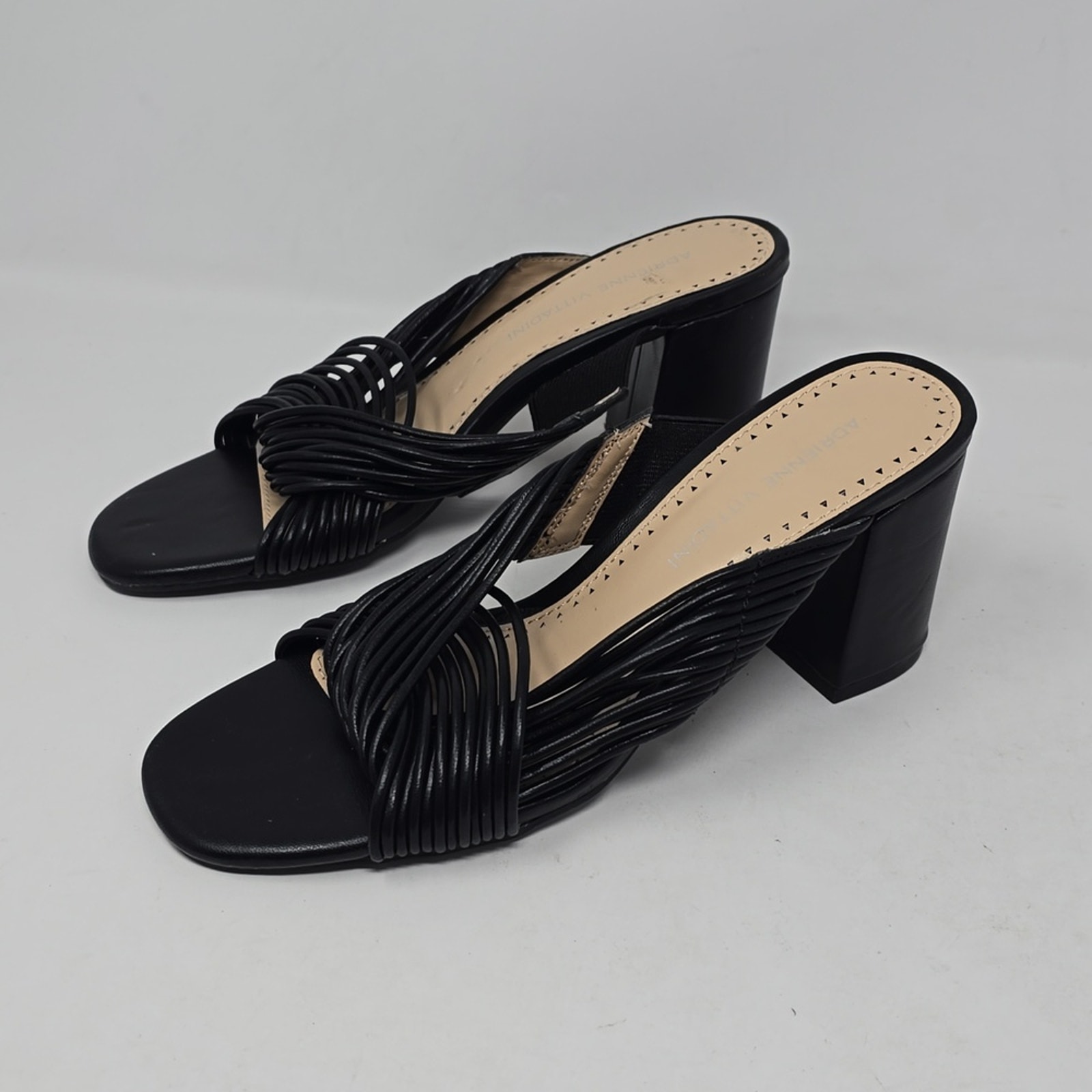 Adrienne Vittadini Annalee Open Toe Block Heel Leather Sandals Size 6
