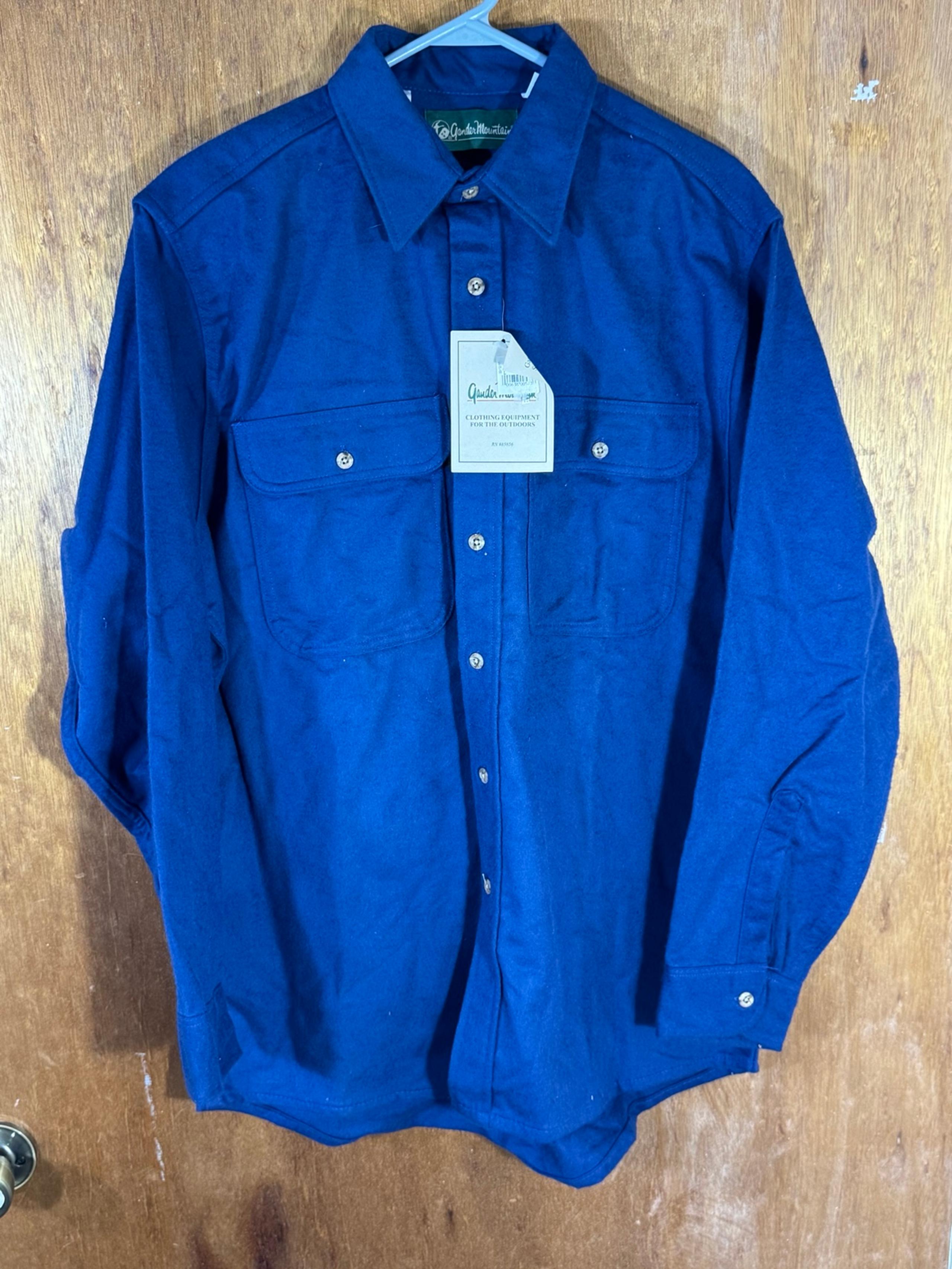 NOS Vintage Gander Mountain Super Built Chamois Shirt Mens Large Blue Flannel