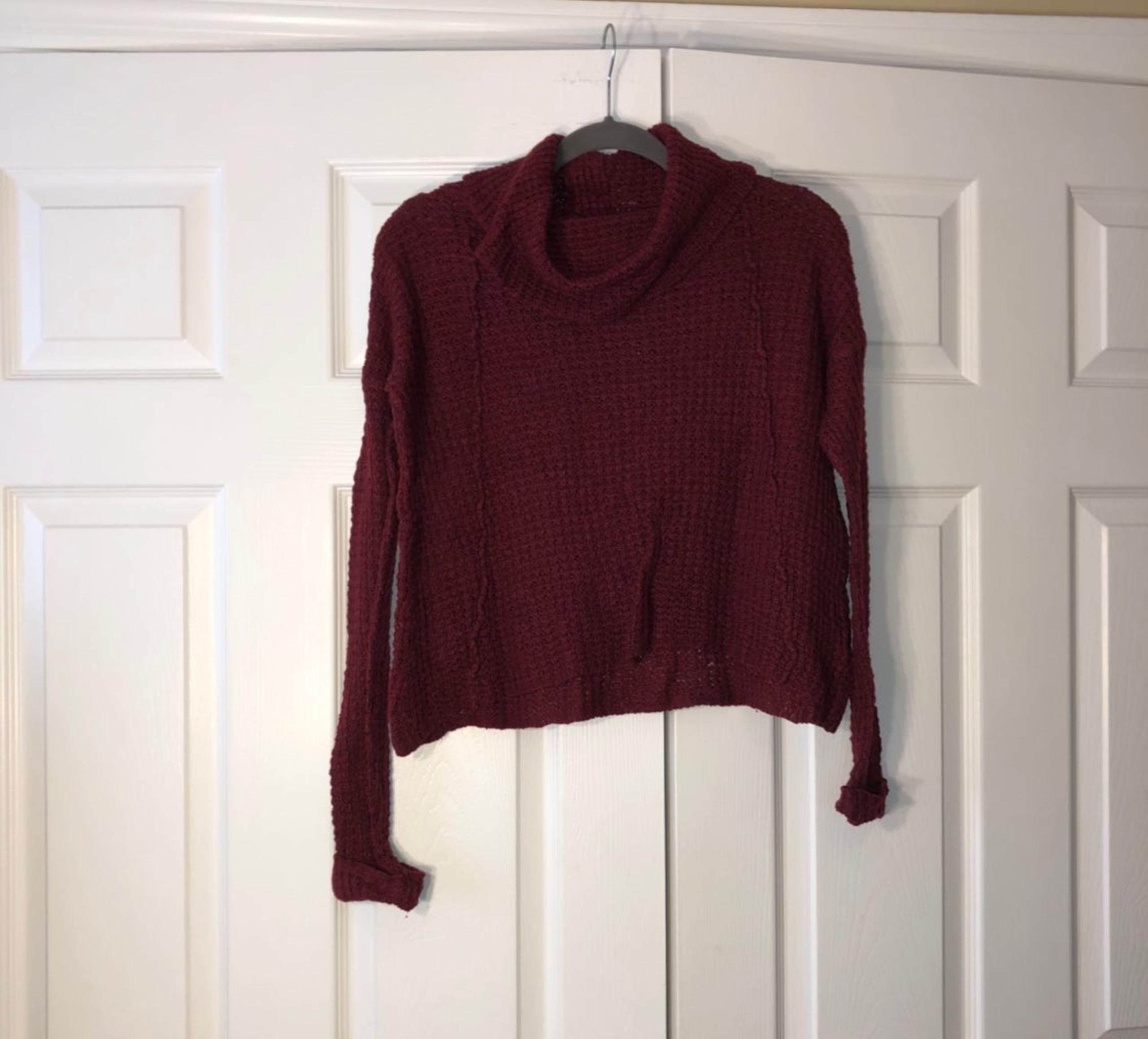 Poof! red knit cowl neck sweater