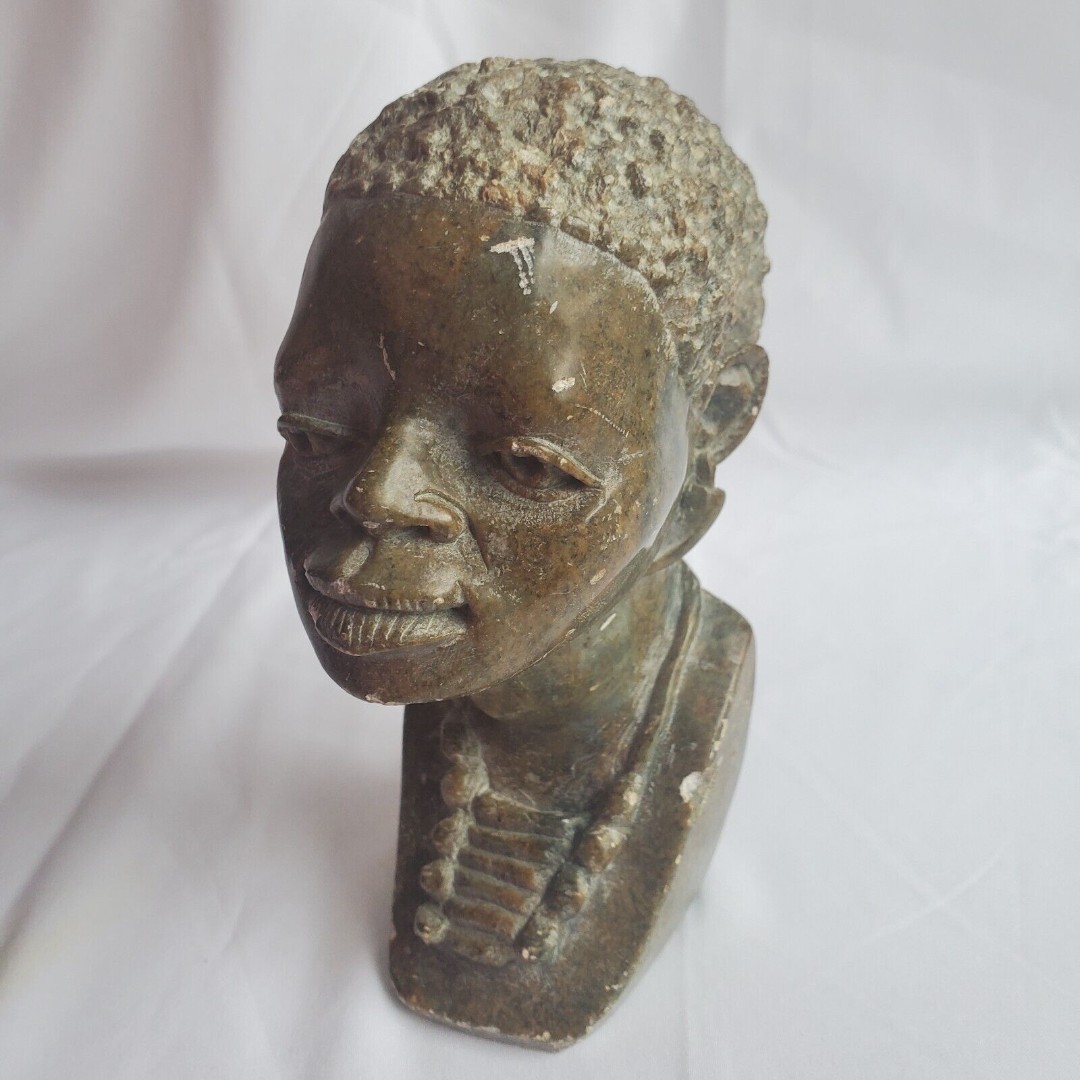 African Art 6 Stone Sculpture Female Bust Signed T Ndoro