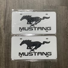 Ford Mustang white Brand New Front Vanity Metal Plate Frame Holder (2 Pack)