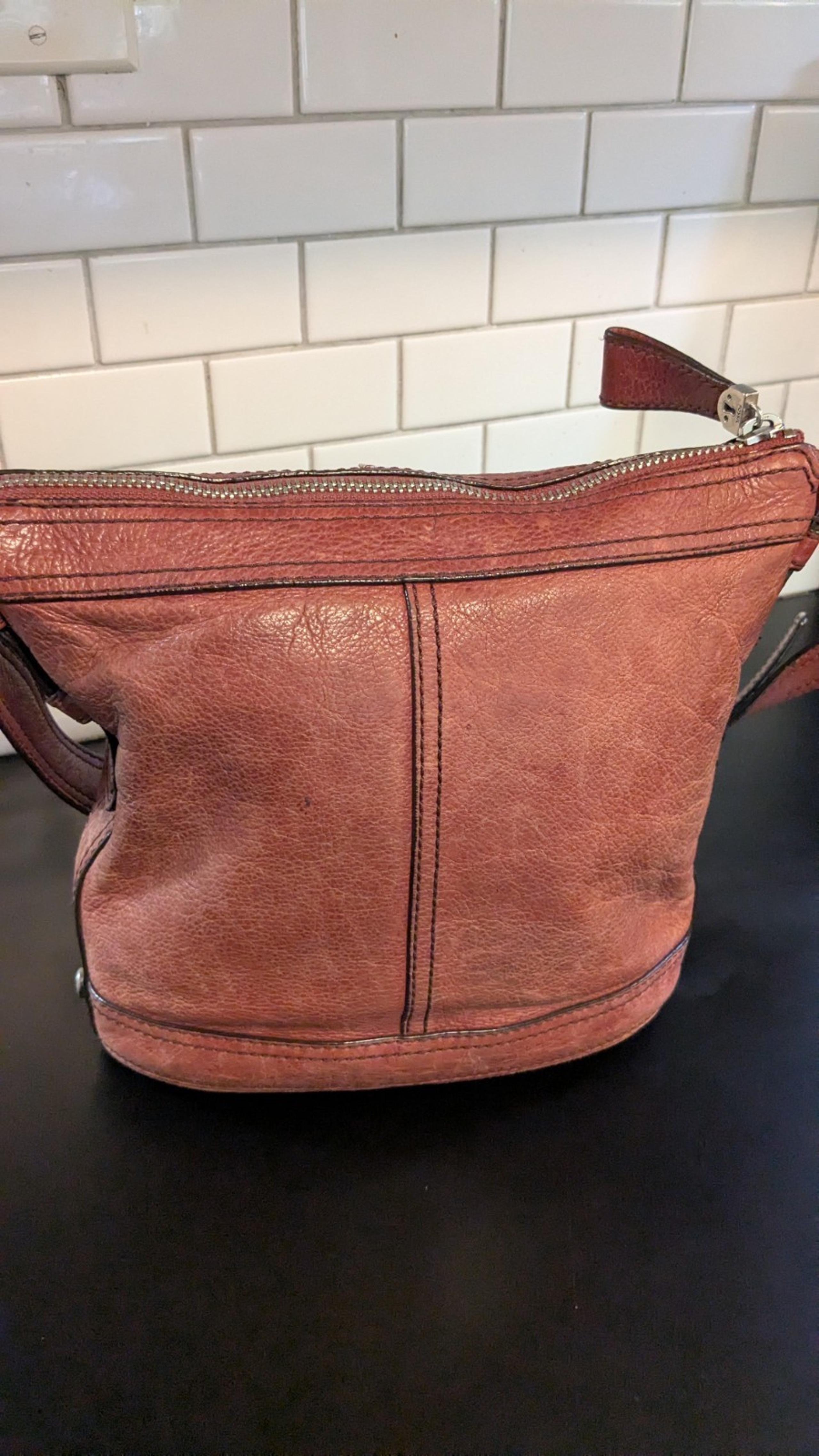 Vintage Fossil Maddox Bucket Burgundy Pebbled Leather Tote