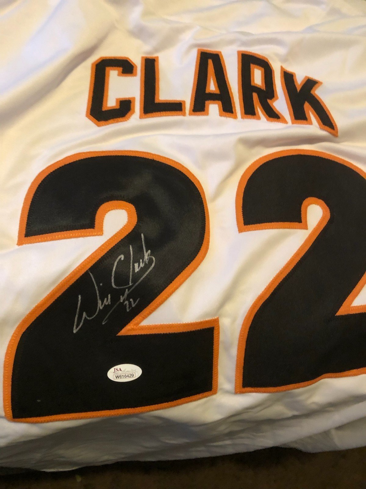 Signed autograph will clark giants jersey