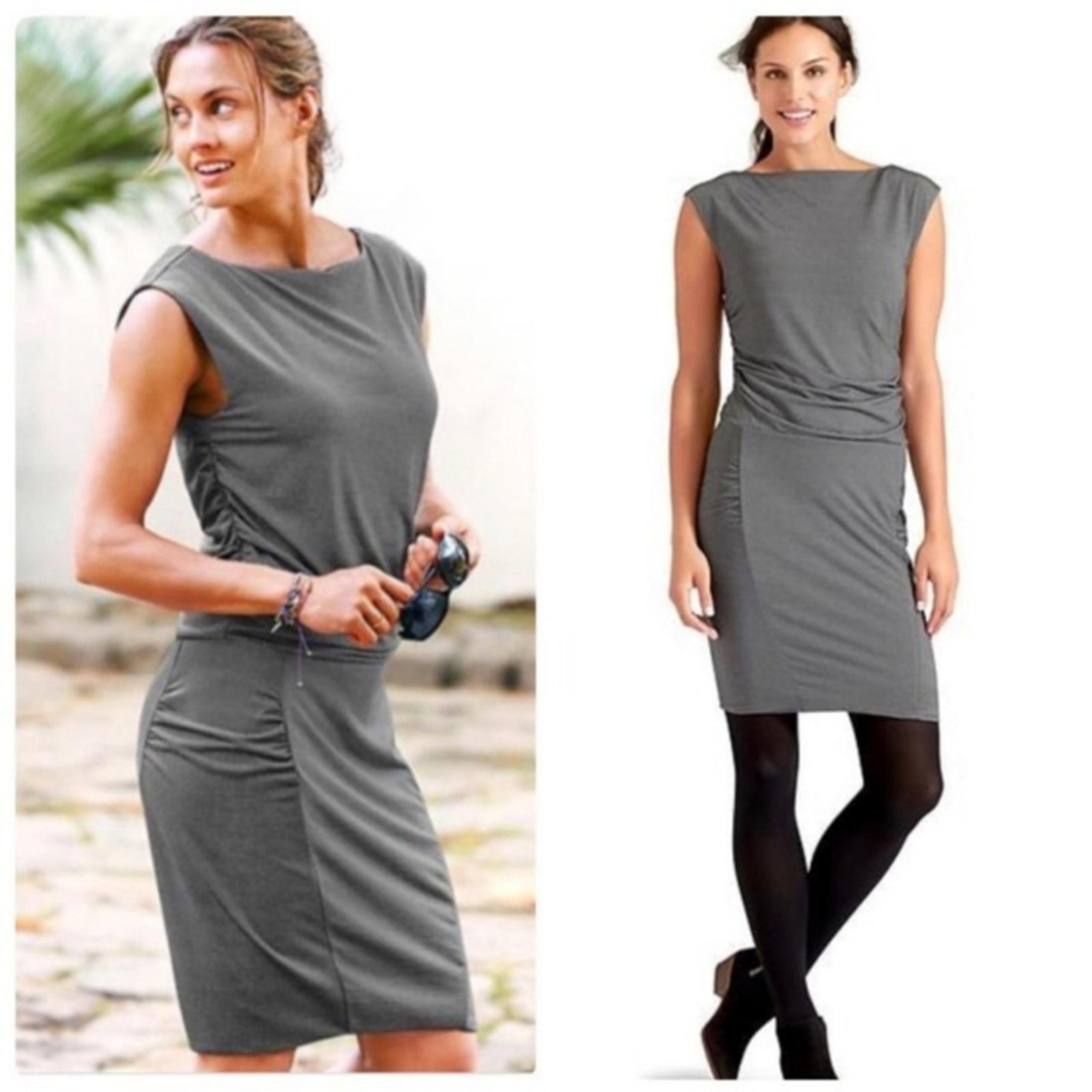 Athleta Westwood Micro Stripe Ruched Dress Women's Size XS