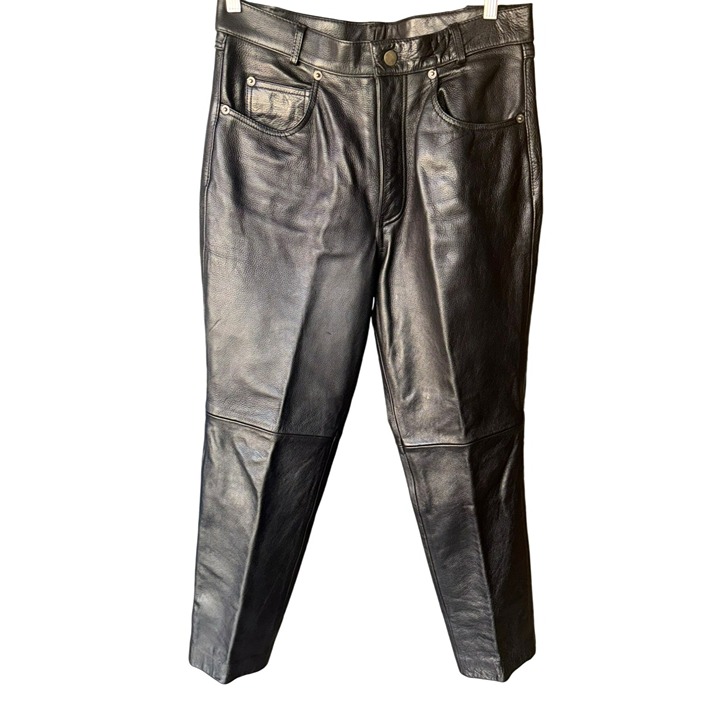 Vintage Wilsons Mens Black Leather Lined Motorcycle Riding Pants Sz 34X30 Biker