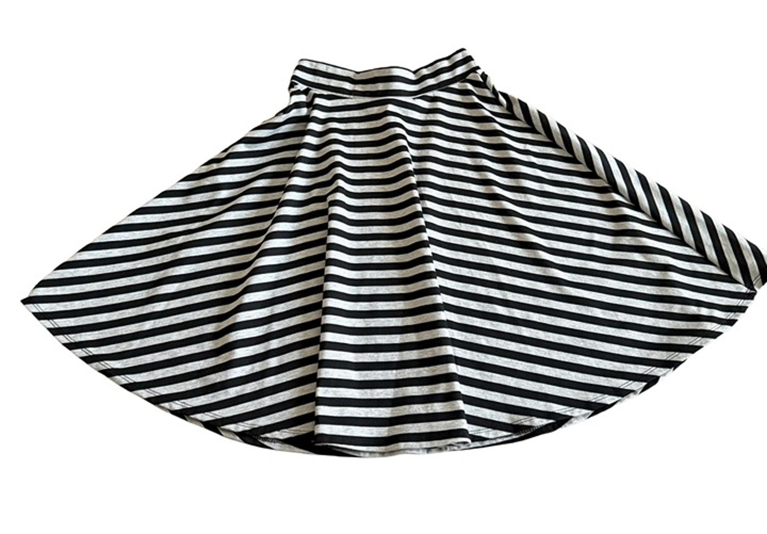 Jason Maxwell Women's Medium Gray and Black Striped A-Line Skirt