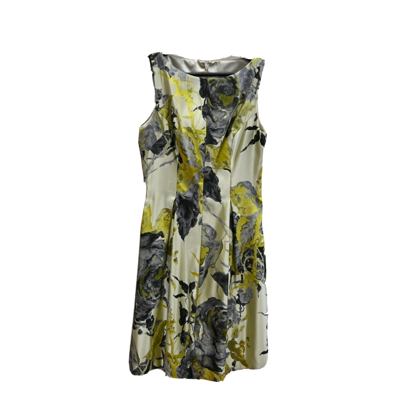 Lela Rose Jacquard Shift Dress Size 6 Yellow Floral Sleeveless