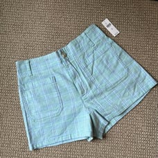 Maeve By Anthropologie Women's The Colette Shorts 30 Blue Green Plaid NWT