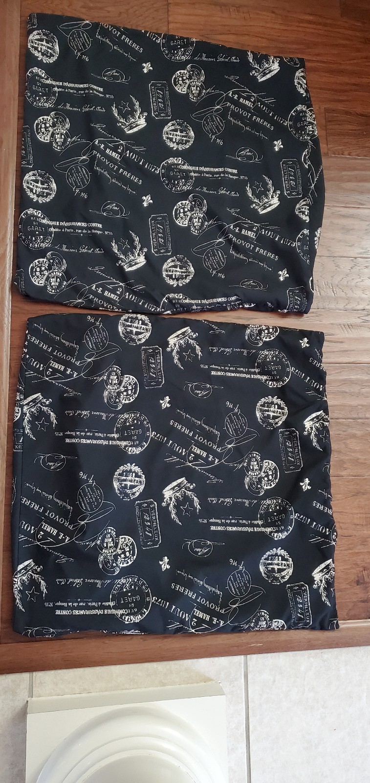 Decorative Euro Pillow Cover French Stamp Black Ivory 2 Pc Set