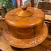Vintage 1960’s Hand Carved Wood Hawaiian Cake Stand Lazy Susan With Cover