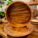 Vintage 1960’s Hand Carved Wood Hawaiian Cake Stand Lazy Susan With Cover