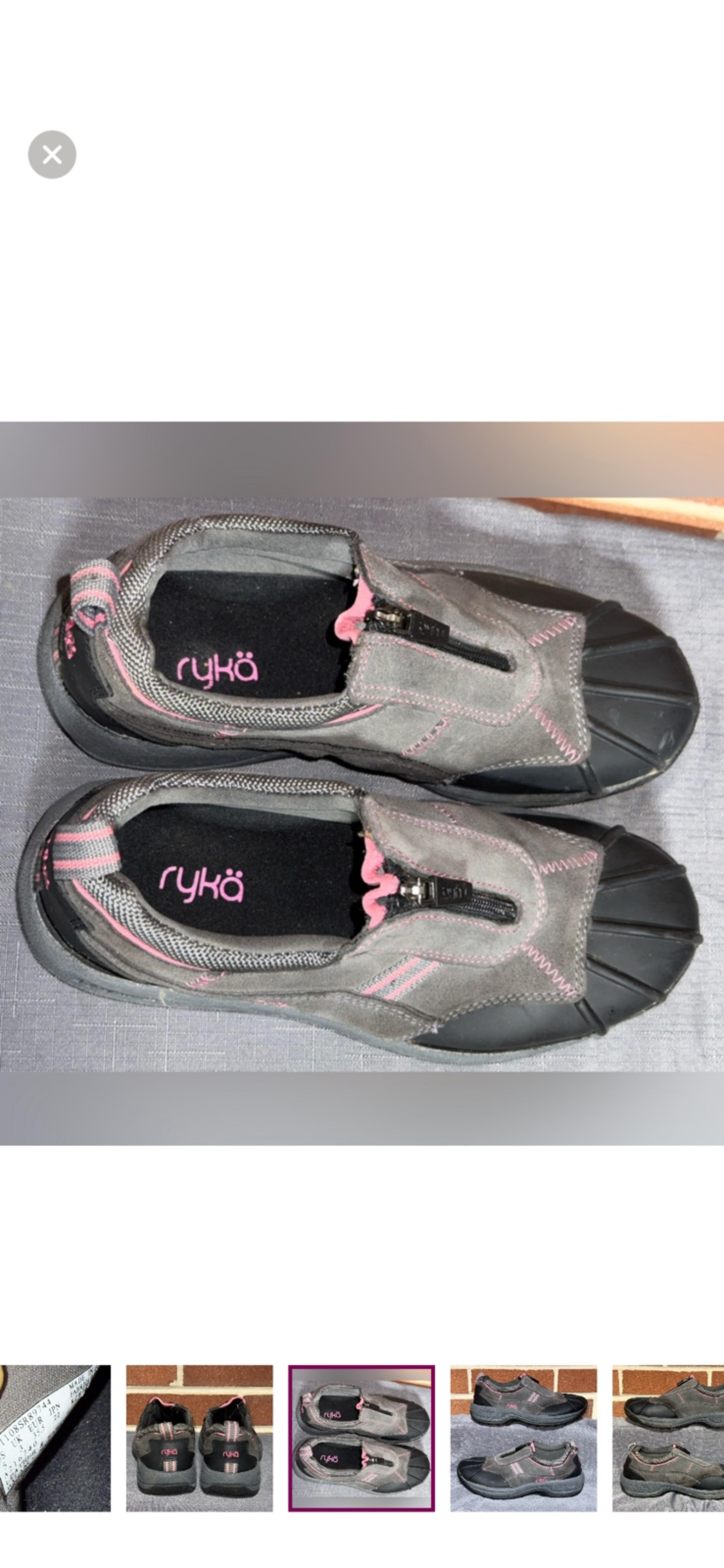 Ryka Women's Size 5 Gray & Pink Suede Zip Front Water Resistant Sport Shoes