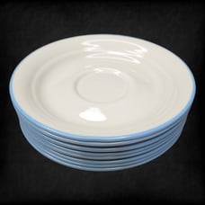 90s Vintage Corelle Symphony Cream Light Blue Rim Corning Saucer Dessert Plates