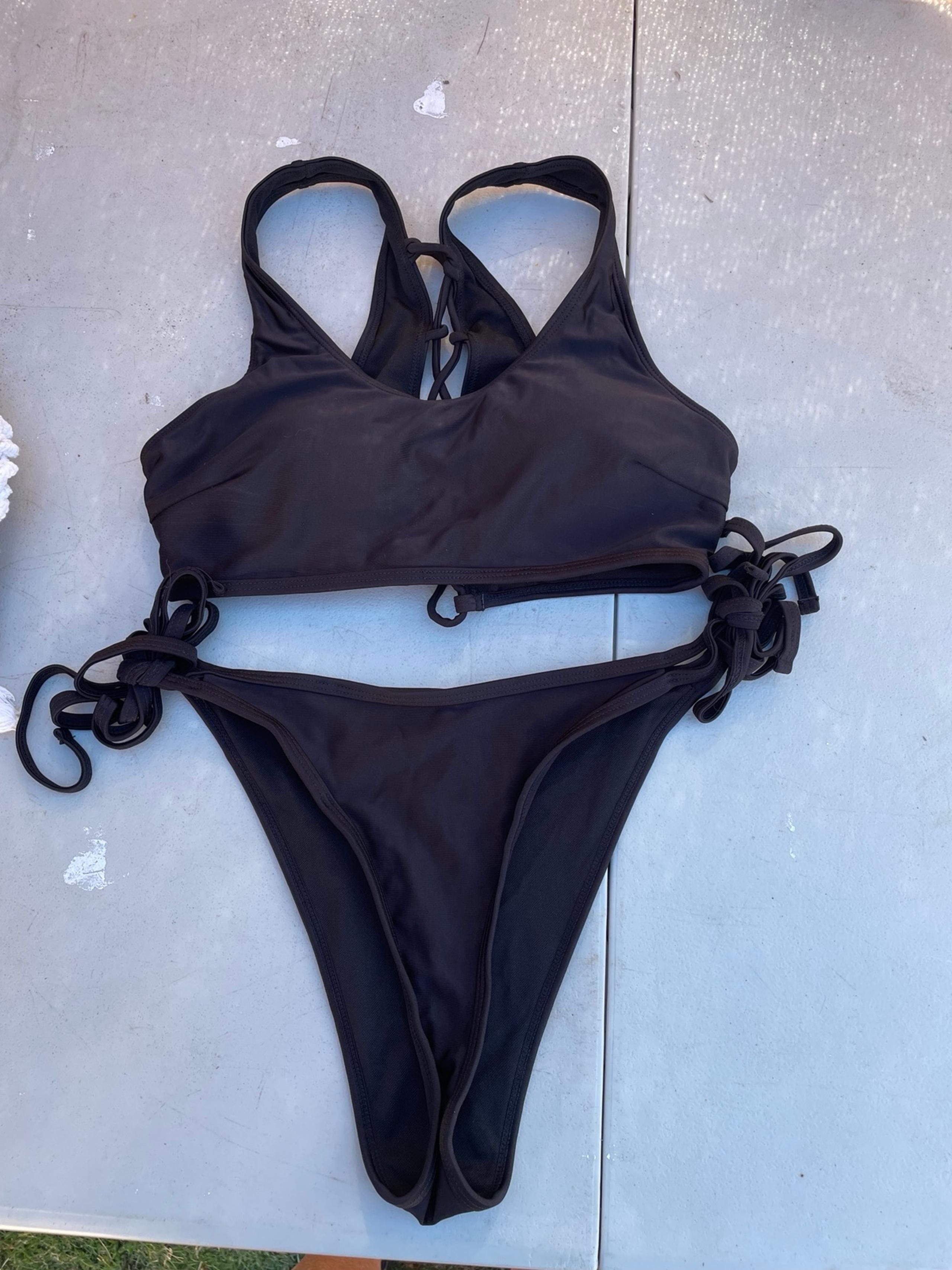 Sunny Co Clothing Bikini black high waisted lace up size small