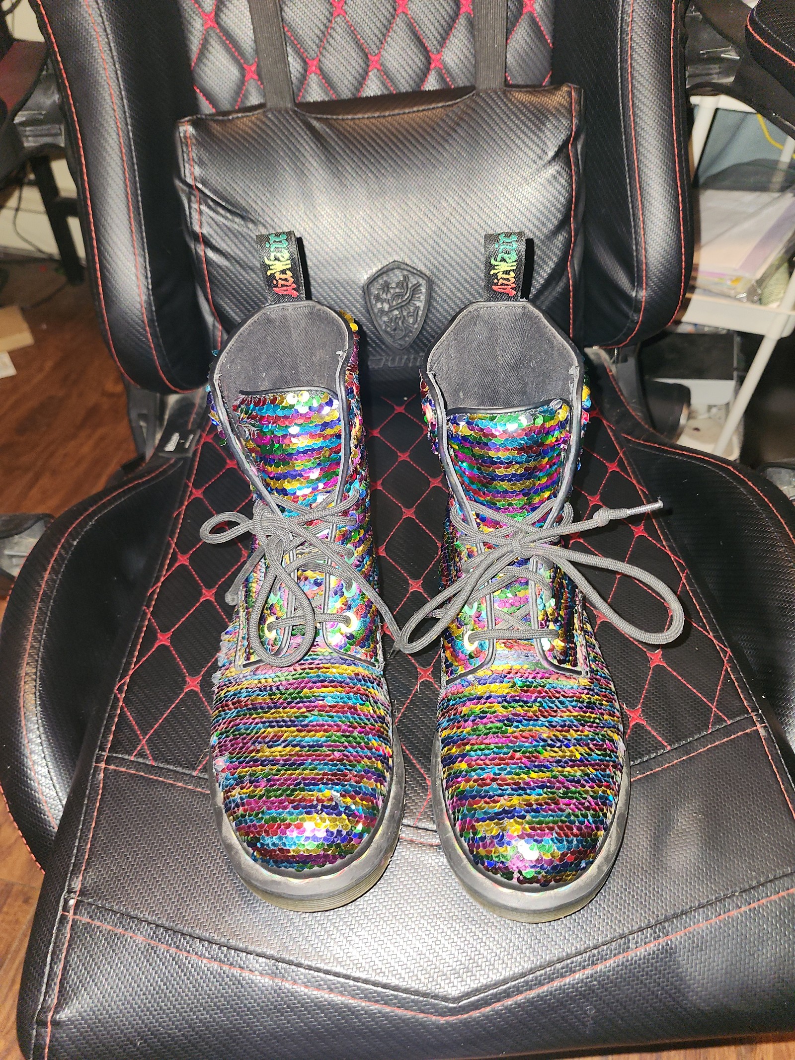 Doc martins rainbow sequin