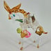 Hand Blown Spun Glass miniature donkey w rooster colorful baskets
